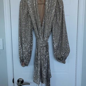 Zara sparkle wrap dress in size small. Barely worn and in perfect condition!
